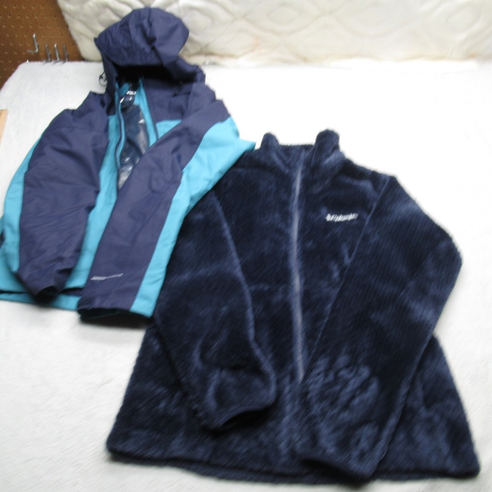 Columbia Jacket Women Small Blue Hooded OmniHeat Waterproof Removable Liner 3in1